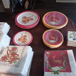 Table Full of Vintage Haut Papier Plates & Napkins