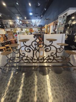 KA Wide Horizontal Iron 7 pillar candle holder QXZ95T