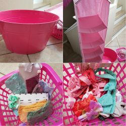 Girls pink hair accessories storage organizers containers