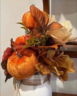 Chalk Painted Distressed mason jar gift fall autumn - cream terracotta rust