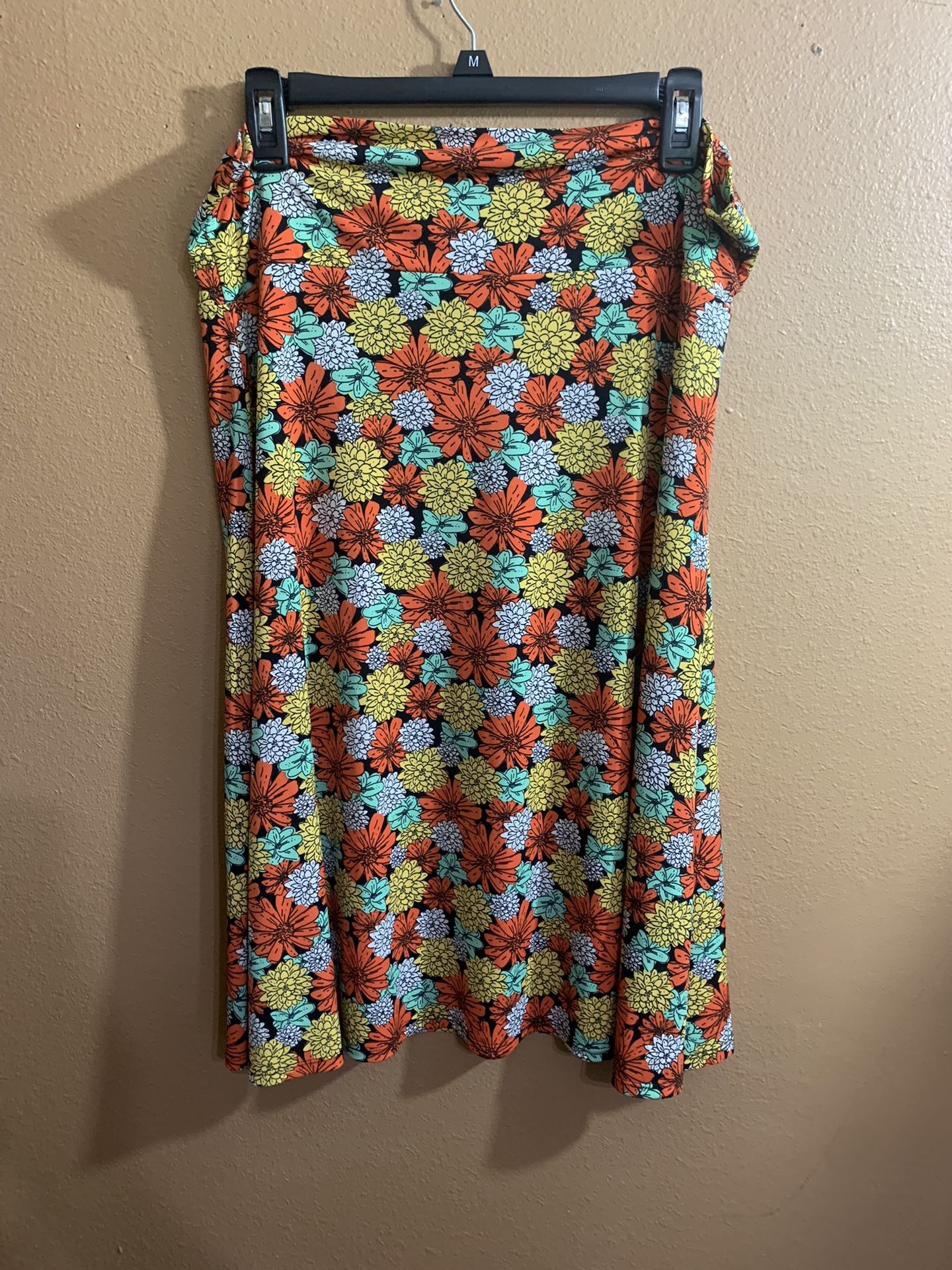 Lularoe Orange Floral Azure Pull-On Skirt - 2XL