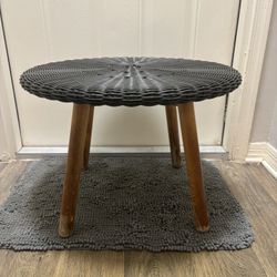 Woven  Rattan Accent Side Table - Set Of Two