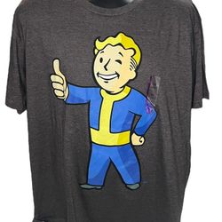 New Fallout Vault Boy 2016 T-Shirt XXL Bethesda Charcoal Heather Gaming Tee 2XL