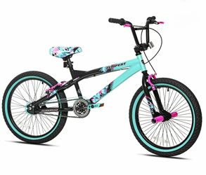 20" Kent Tempest BMX Bicycle, Fits Riders 4'2" - 5', Black/Aqua, Child, Unisex