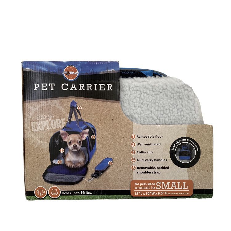 Blue Pet Carrier for XS/ Small Pet 15x10x9.5