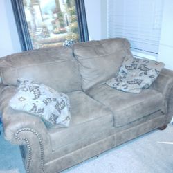 Matching Brown Suede Couch & Loveseat
