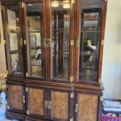 Chinese Chippendale lighted Breakfront cupboard