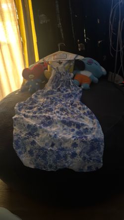 Blue and white  dress  size  L