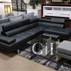 New! Black Sectional Sofa Couch
