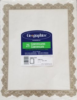 25 certificates with gold seal