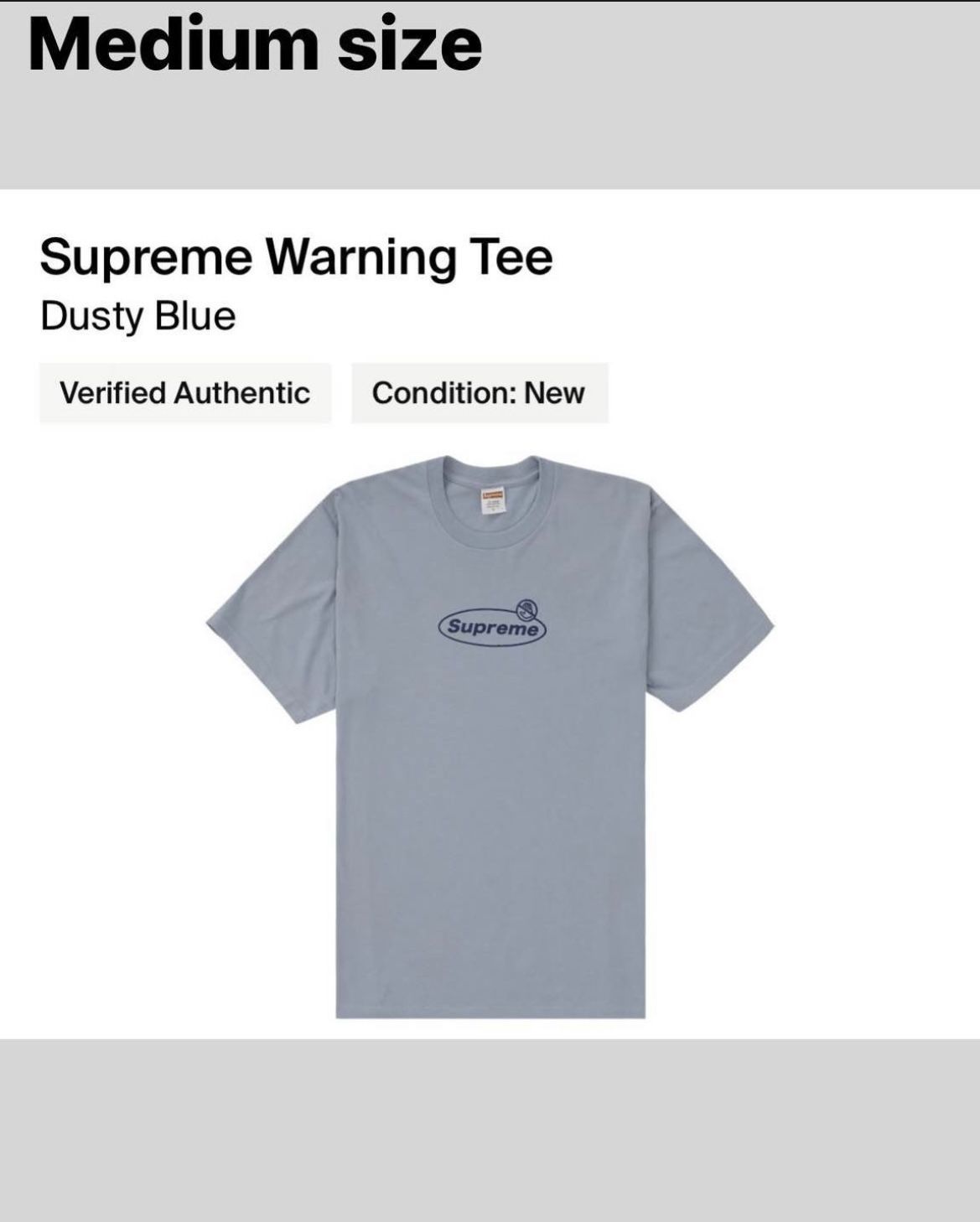 Supreme Warning Tee Dusty Blue