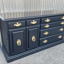 Beautifully Refinished Vintage Dresser – Solid Wood with Extra-Large Cabinet Space