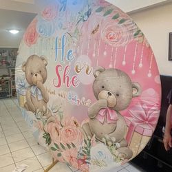 Gender Reveal Decoration 7.5ft diameter (Frame not included) just the fabric