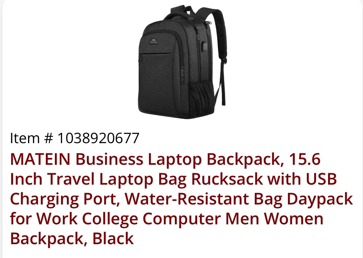 MATEIN Business Laptop Backpack, 15.6