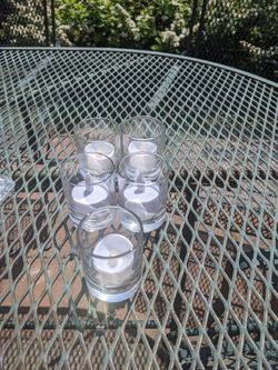 5 glass votives centerpiece wedding decor