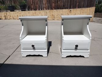2 x 1 drawer white nightstands