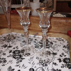 Set Of 2 Jamestown Goldstem Crystal Glassware