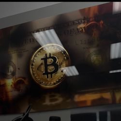 Bitcoin burning dollar wall art
