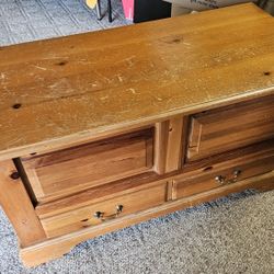 Pine Storage Trunk With Drawers