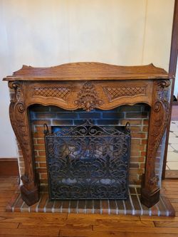 Beautiful Rare Solid Wood Antique Look Fireplace Mantel