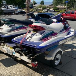 1996 Two Sea-Doo Jet Skis Gsx 787.