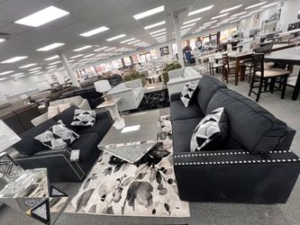 Brand New Sofa/Sofa Set velvet upholstered w/clean lined & track arms