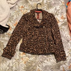 Leopard Print Biker Jacket
