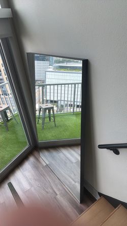 Oversized Modern Black Metal Floor / Wall Mirror (48" x 68")