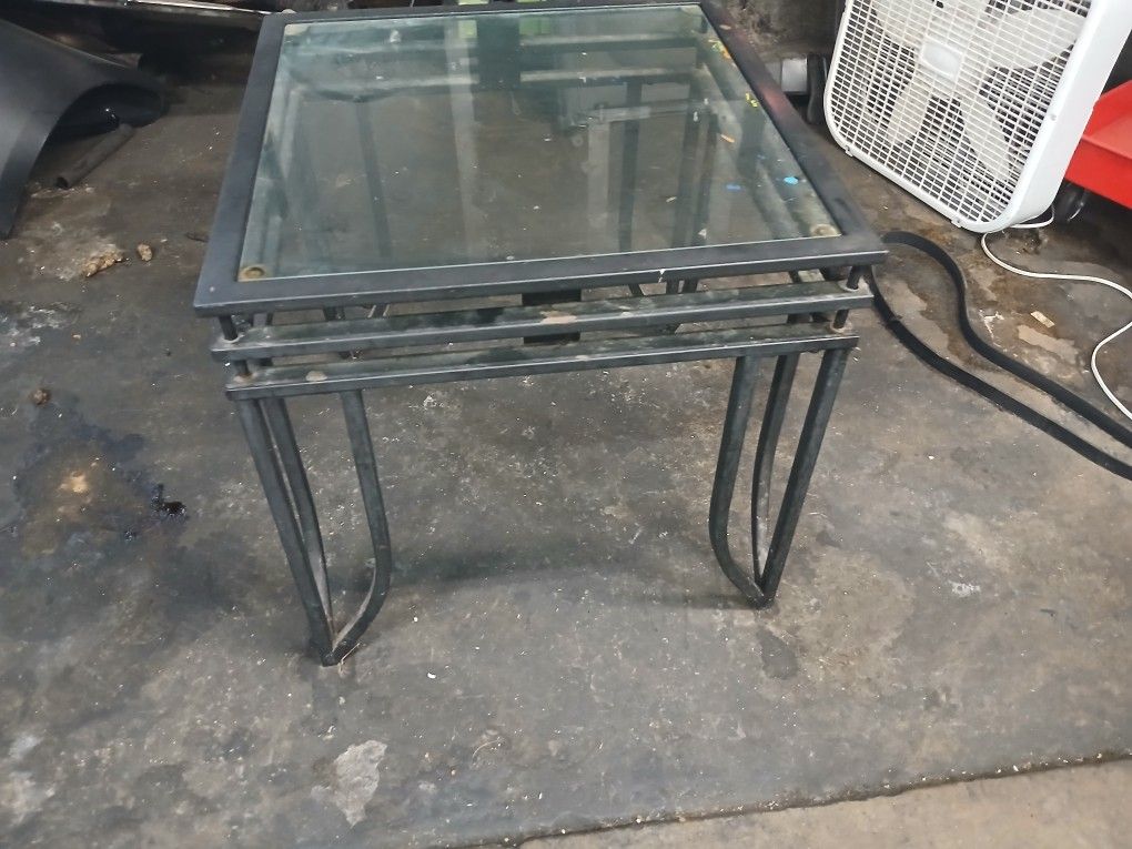 Glass Side Table With Medal Legs And Very Nice And Sturdy