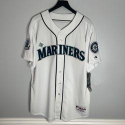 Seattle Mariners Kenji Johjima Baseball Jersey Mens 48 White Authentic Majestic NEW