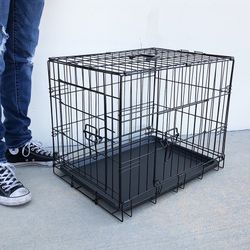 $30 (Brand New) Folding 24” dog cage 2-door folding pet crate kennel w/ tray 24”x17”x19” 