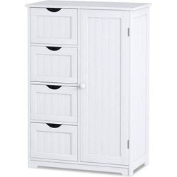 4 Drawer Cabinet with Cupboard White