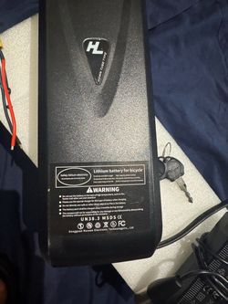 Black lithium-ion down tube bicycle battery .