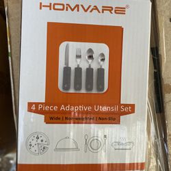 Brand New Homvare Adaptive Utensils (4-Piece Kitchen Set) Wide, Non-Weighted, Non-Slip 