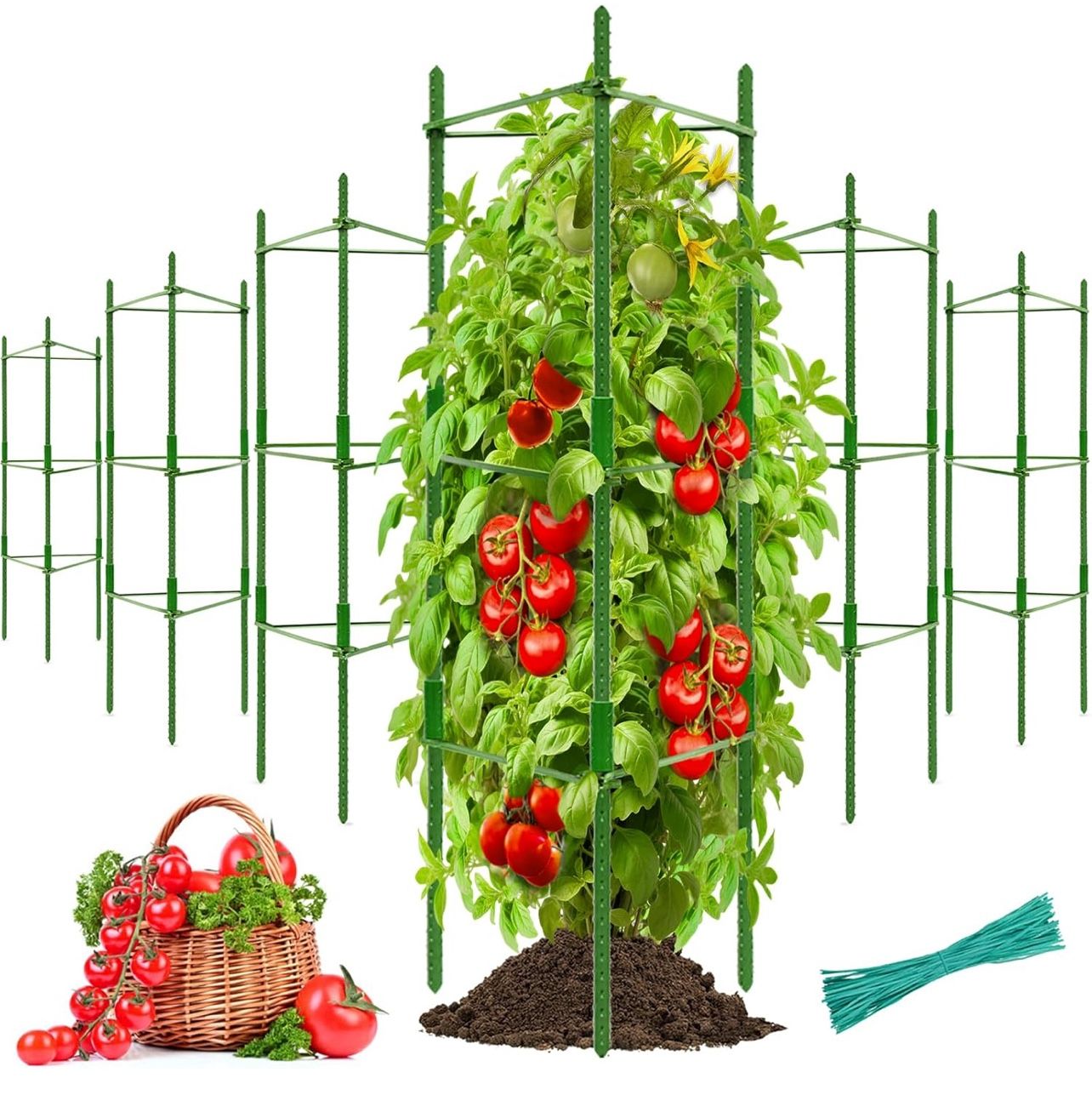 Halatool 6 Pack Tomato Cages for Garden,Up to 48in(4FT) Adjustabl (١٥(