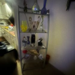 Glass Shelving Unit, With Chrome Sides