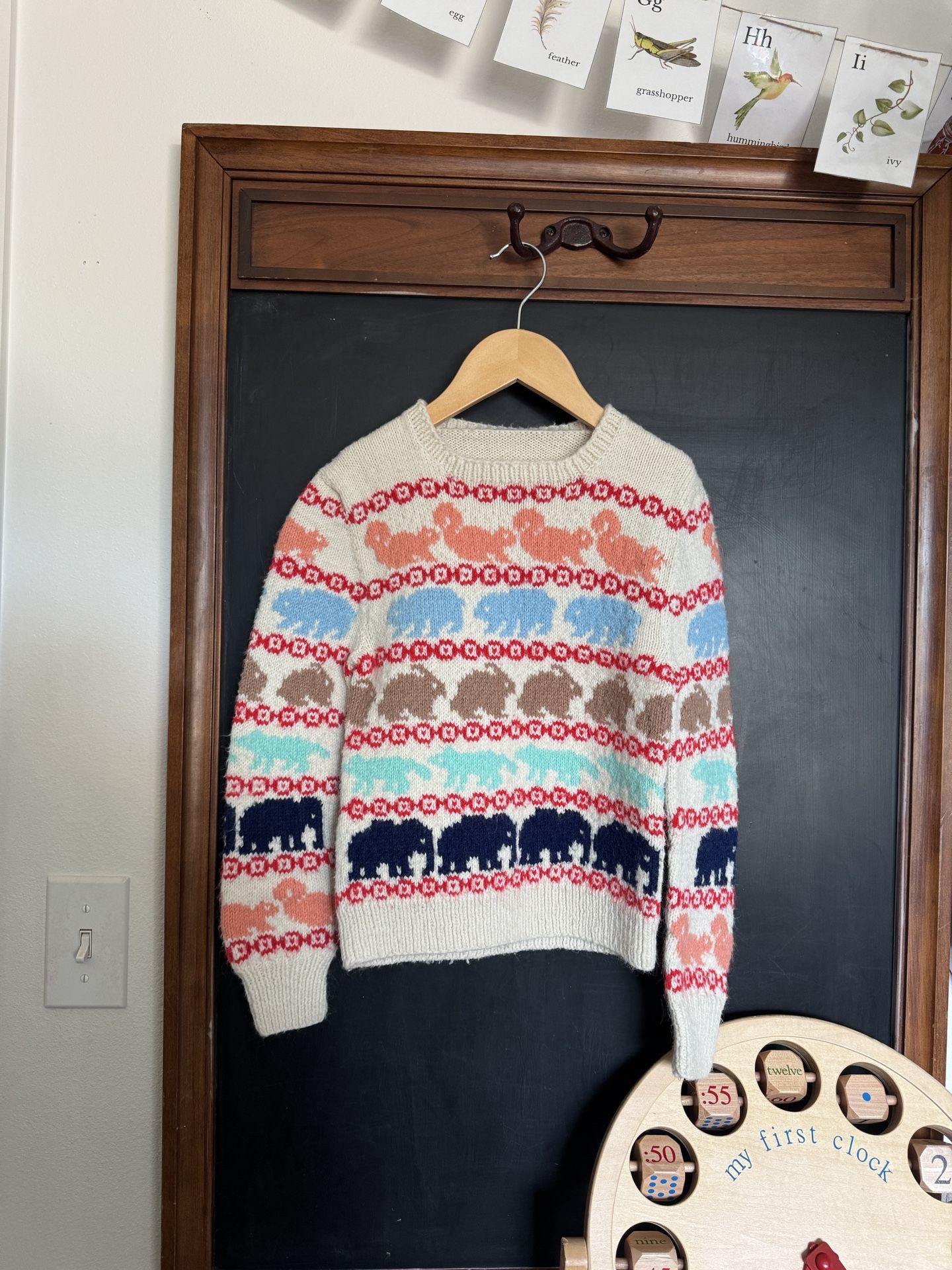 Patterned Vintage Wool Sweater, 7/8Y