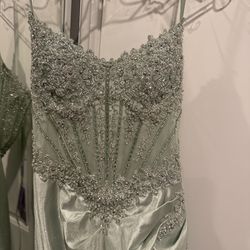 sage green prom dress