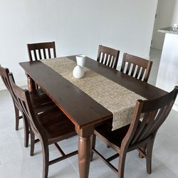 Pottery Barn Solid Wood Dining Table + 6 Chairs (Reed / Benchwright Style)
