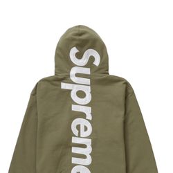 Supreme Satin Appliqué Hoodie Light Olive Size L