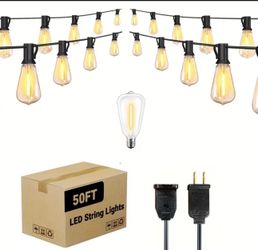 LED Outdoor String Lights with Edison Shatterproof Bulbs, IP44, 2700K Commercial Grade Patio Lights, Dimmable Outside Hanging Light for Porch, Garden,