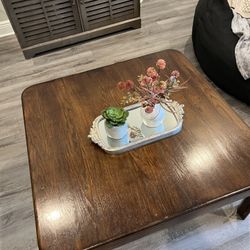 Solid Wood Square Coffee Table – Dark Finish 