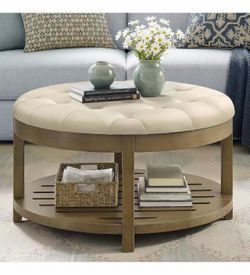Storage Ottoman with Solid Wood Frame