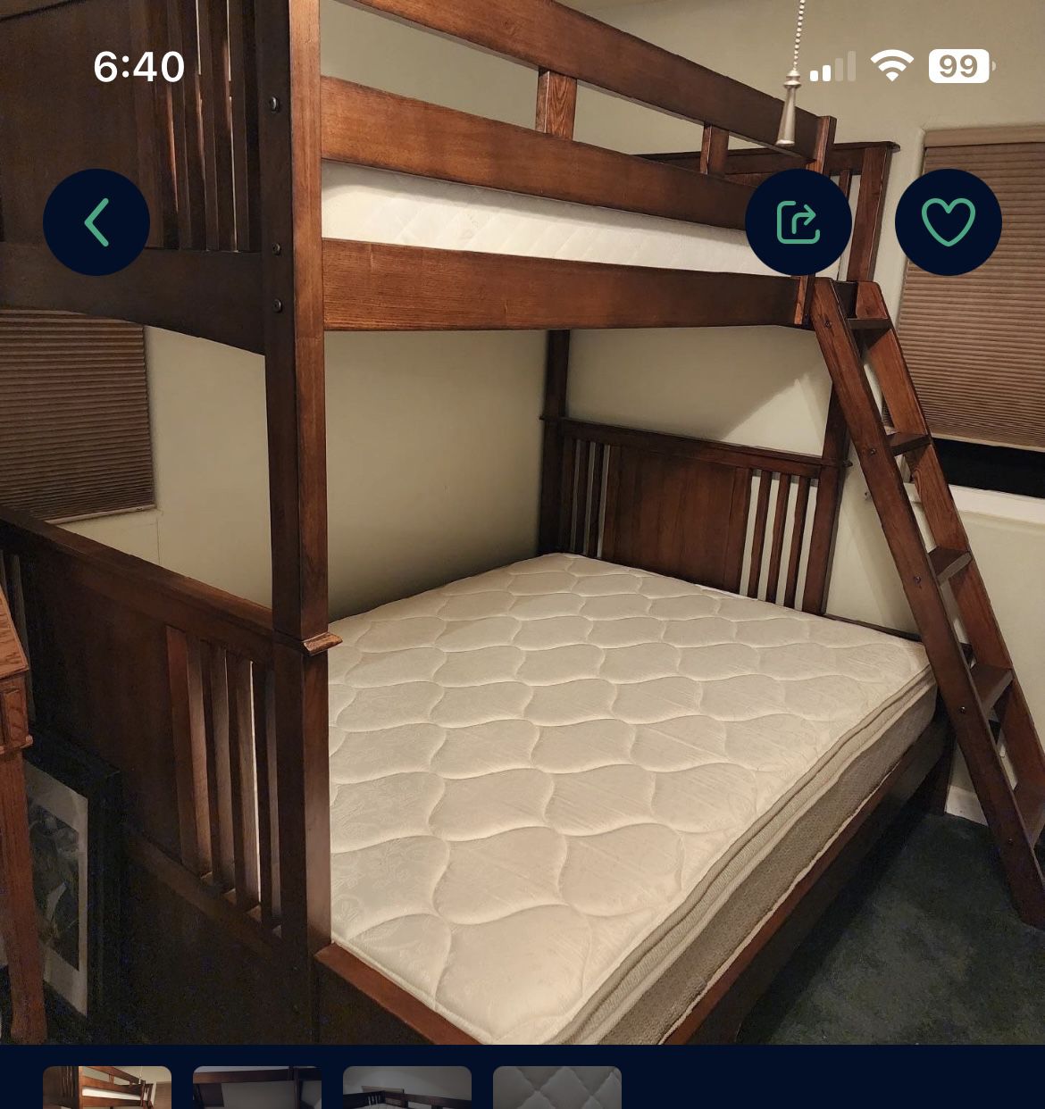 2 In One-Twin Bunk/Full Size Bottom Bed