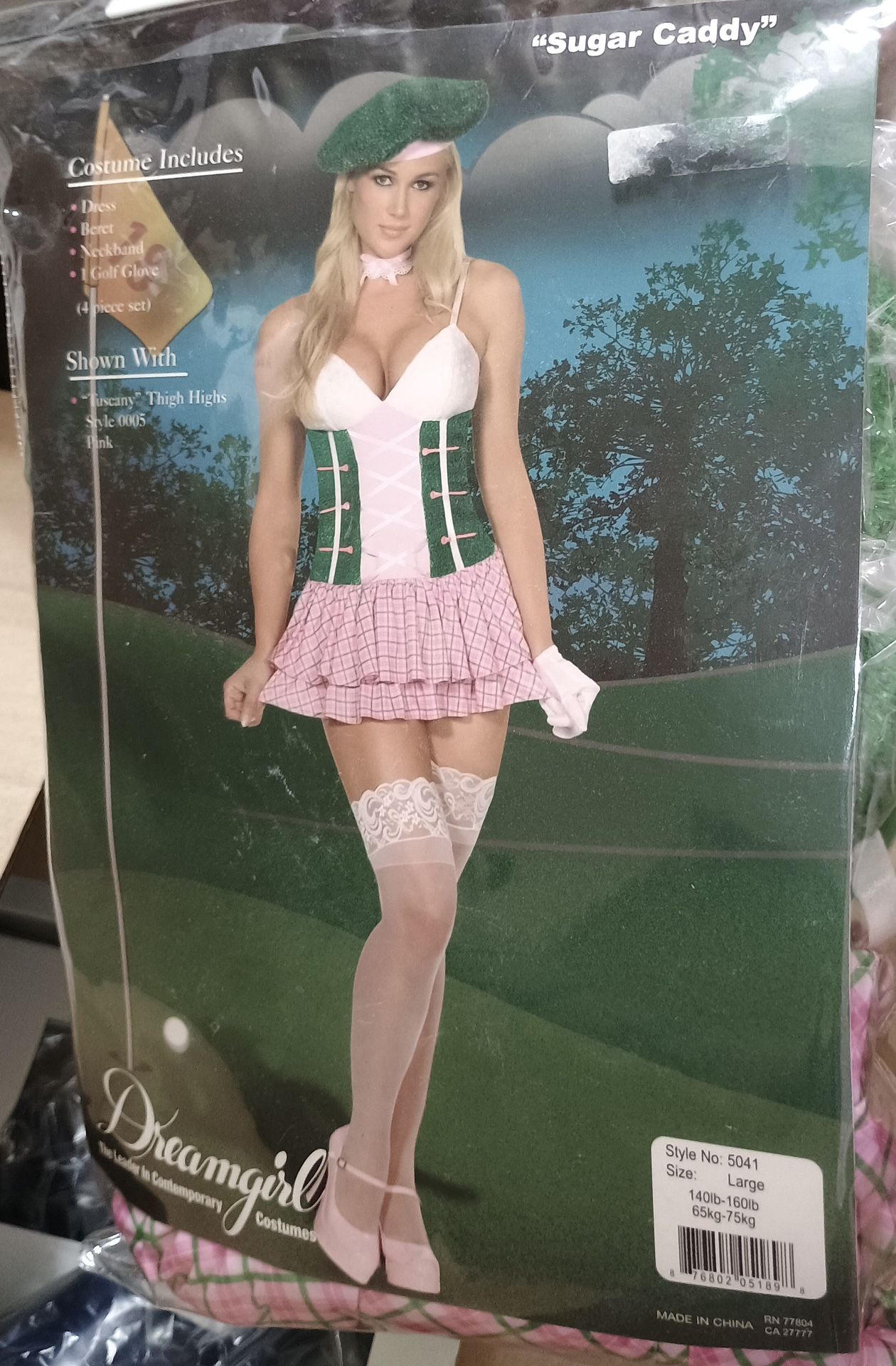 Women Sexy Golf Caddy Halloween Costume Size Large Paris Hilton Heiress Rich Brand New NIB