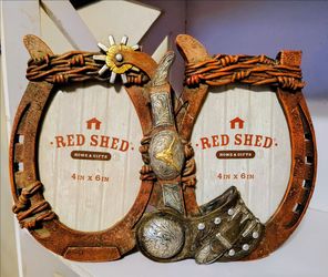 Western themed double picture frame