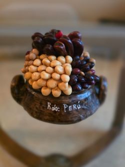 Peruvian Ceramic Decorative Bowl with Faux Beans
