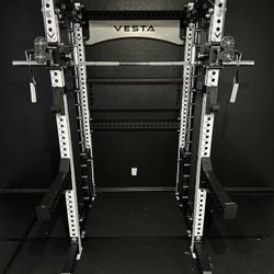 PRO SERIES Ultimate 3-1 Half Rack Functional Trainer w/Smith Machine Bar | 400lb Stack | Gym Equipment | Fitness | Commercial | Squat Rack 