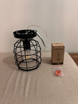 New Industrial Black Wire Cage Light , 💡 included