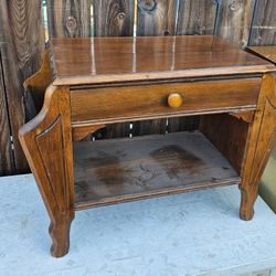 Vintage Wood Side Table Magazine Book Holder